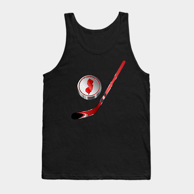 NHL - NJ Red Stick Silver White Red Puck Tank Top by geodesyn